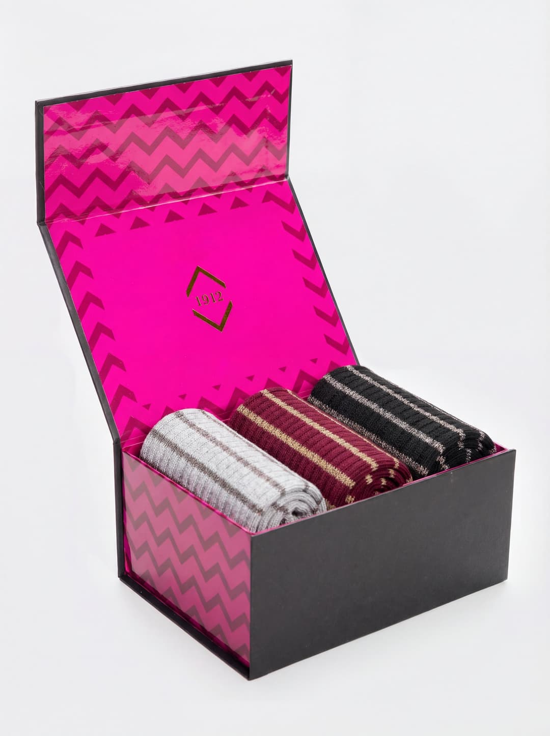 set 3 paia calze Donna a righe in misto Cashmere Made in Italy