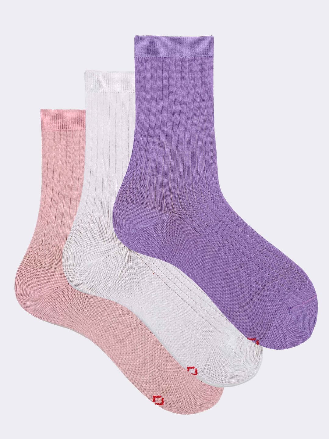 Gift set of 3 pairs of solid ribbed socks for women Made in Italy