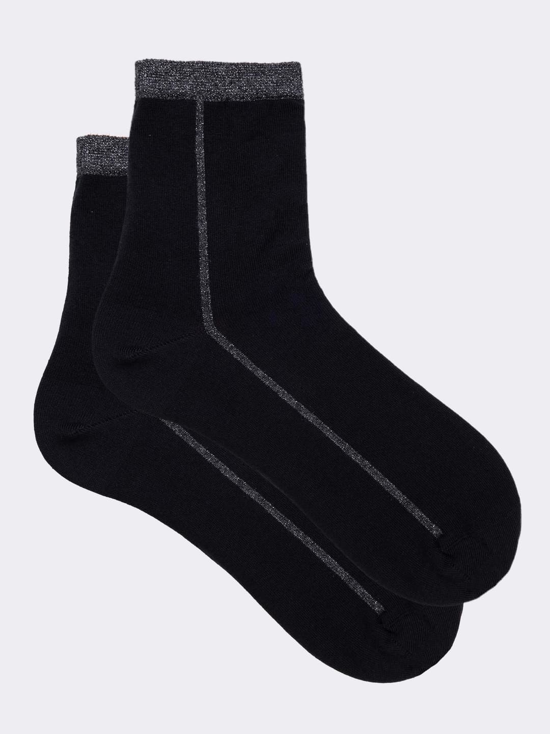Calze Corte Donna Fantasia Riga Lurex in Caldo Cotone