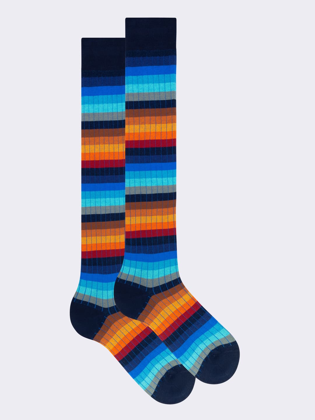 Long Rainbow Pattern Socks in Cool Cotton