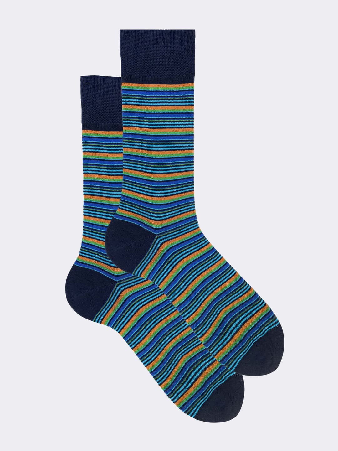 Long Socks in Cool Cotton with Mille Righe Pattern