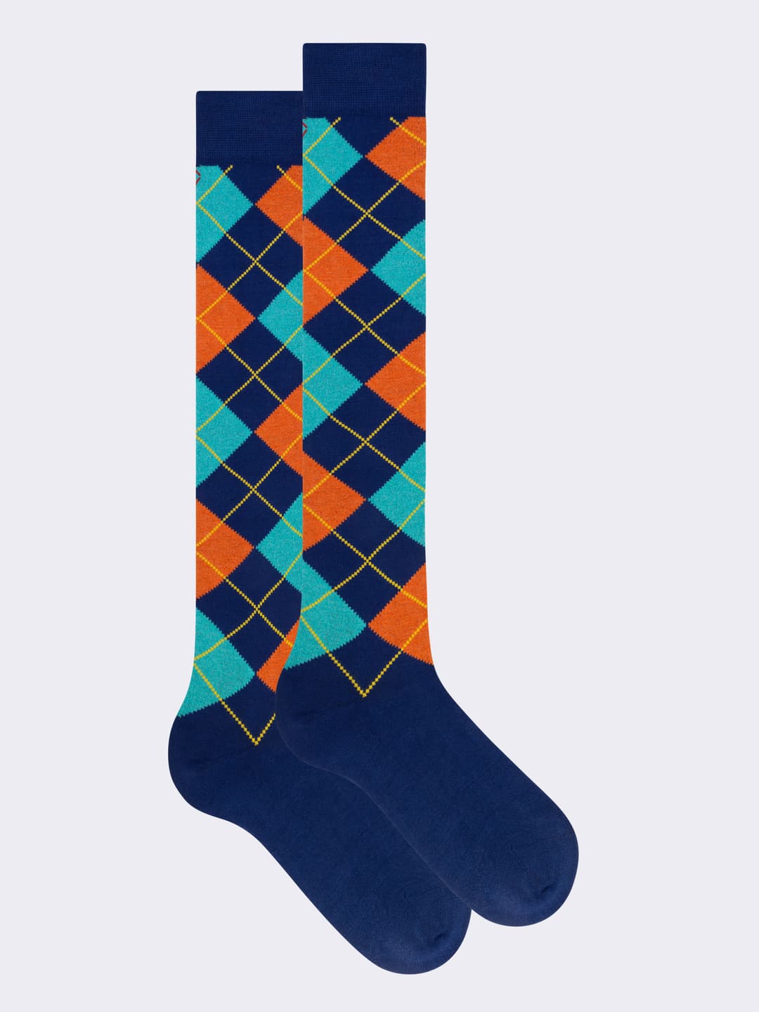 Long Argyle Pattern Socks in Cool Cotton