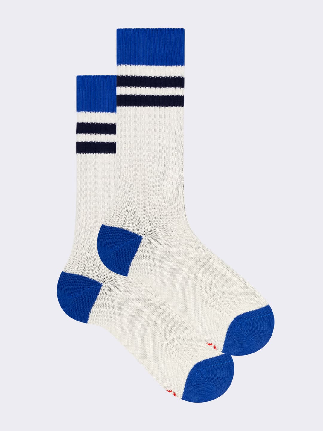 Ribbed Sports Socks with Striped Pattern in Cotton