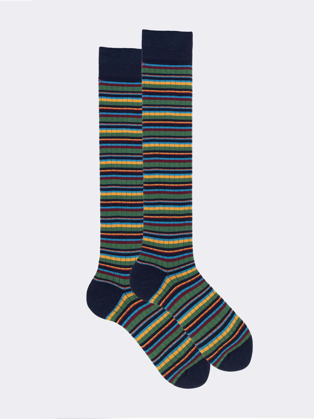 Calze Lunghe Uomo Fantasia Millerighe in Caldo Cotone - Made in Italy